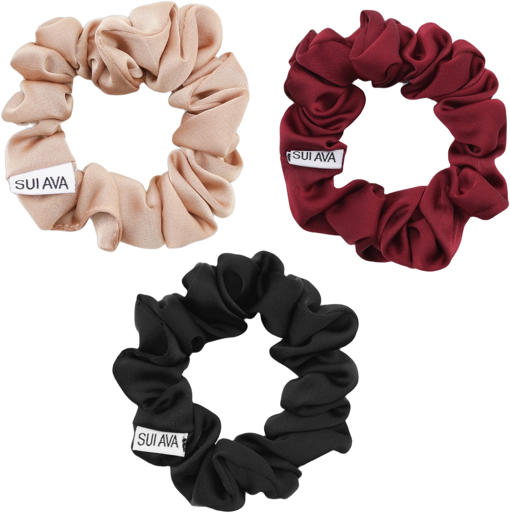 3pack Ruched Ribbon Scrunchies